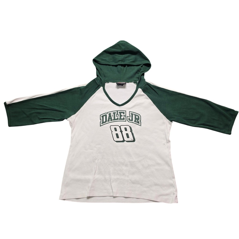 Gorpcore Y2K Hoodie Womens MD Green Dale Jr 88 Raglan NASCAR Racing V-Neck